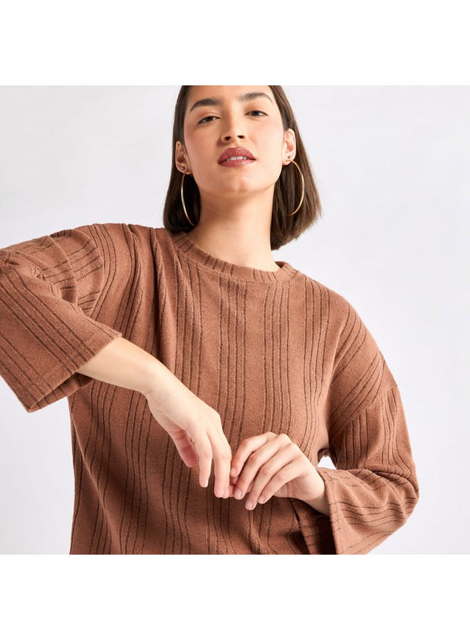 Ribbed High Neck Sweater with Long Sleeves