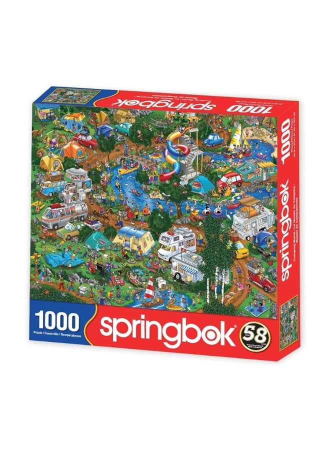 Springbok - Camping World - 1000 Piece Jigsaw Puzzle- Illustration Features Camping at It's Best