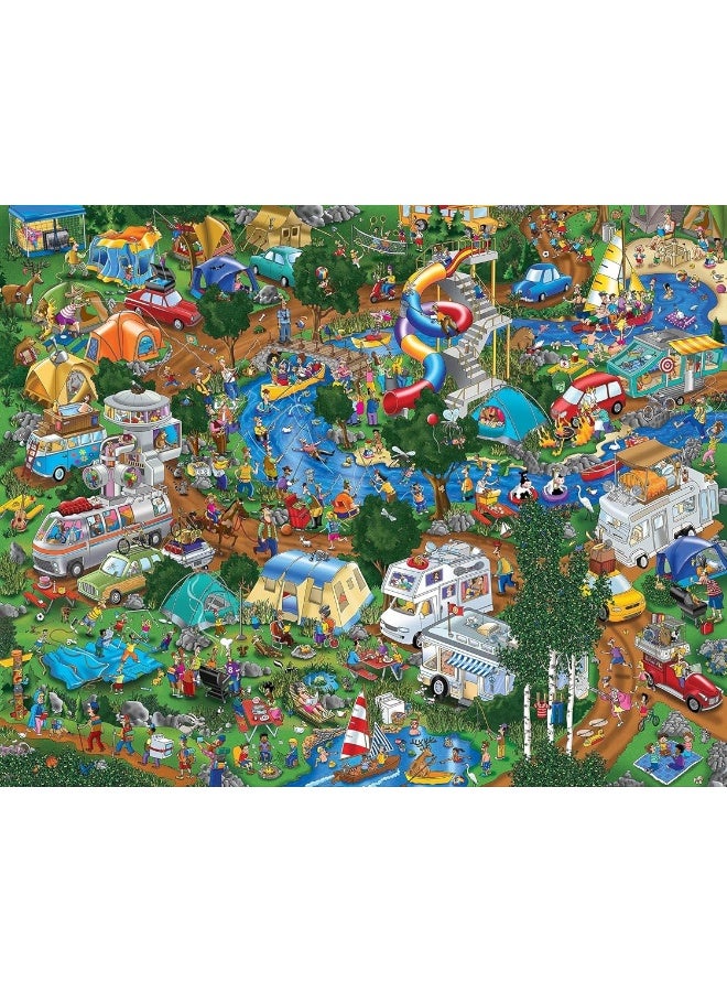 Springbok - Camping World - 1000 Piece Jigsaw Puzzle- Illustration Features Camping at It's Best