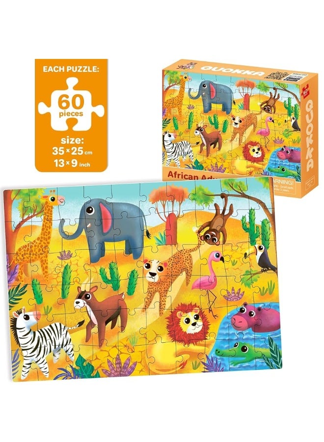 QUOKKA 60 Piece Puzzles for Kids Ages 4-6 - 4 Jigsaw Puzzles for Toddlers 3-5 by QUOKKA - Animals Toys for Children 6-8-10 Year Old for Boys and Girls
