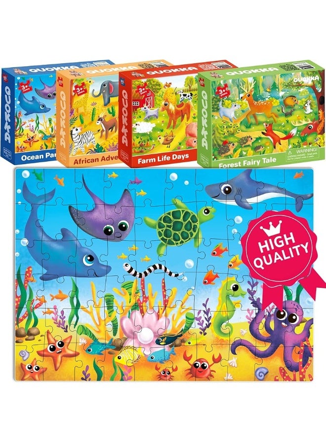 QUOKKA 60 Piece Puzzles for Kids Ages 4-6 - 4 Jigsaw Puzzles for Toddlers 3-5 by QUOKKA - Animals Toys for Children 6-8-10 Year Old for Boys and Girls