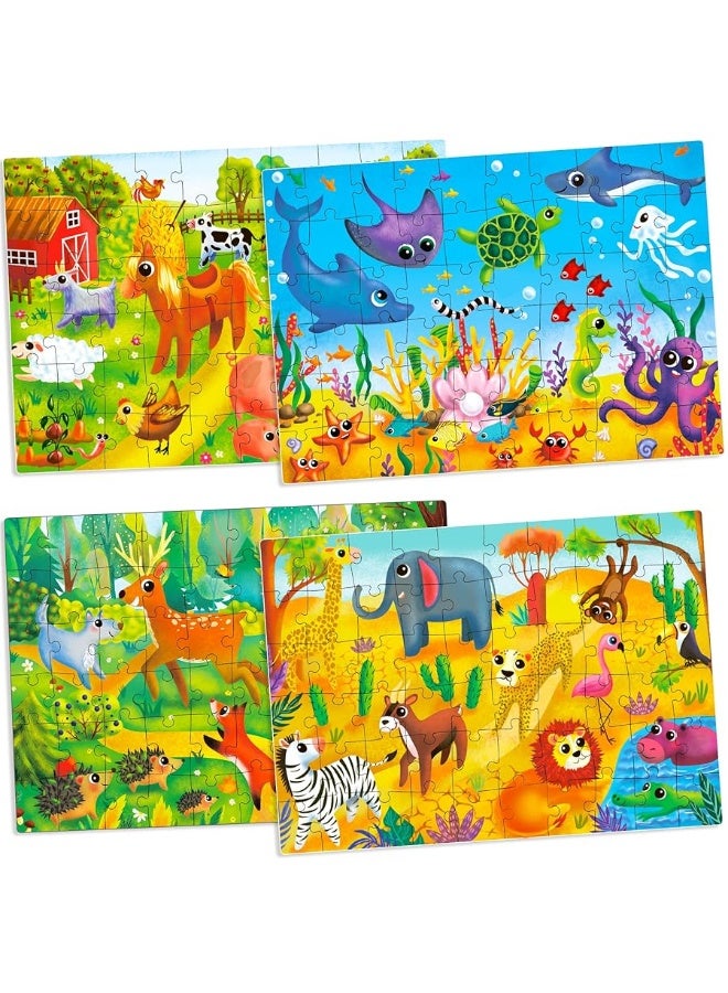 QUOKKA 60 Piece Puzzles for Kids Ages 4-6 - 4 Jigsaw Puzzles for Toddlers 3-5 by QUOKKA - Animals Toys for Children 6-8-10 Year Old for Boys and Girls