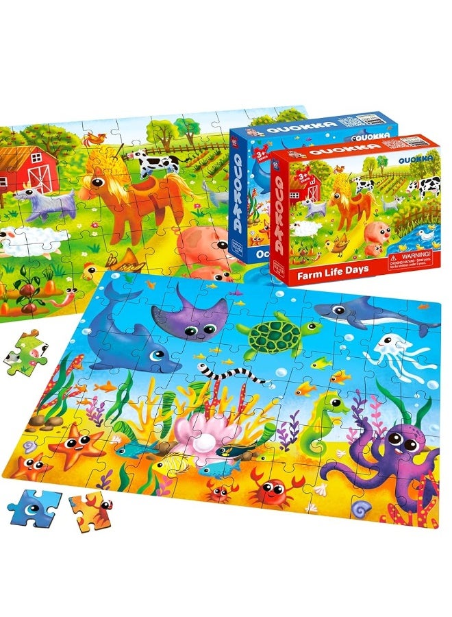 QUOKKA 60 Piece Puzzles for Kids Ages 4-6 - 4 Jigsaw Puzzles for Toddlers 3-5 by QUOKKA - Animals Toys for Children 6-8-10 Year Old for Boys and Girls