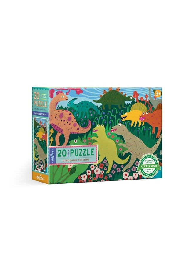 eeBoo Dinosaur Friends 20 Piece Big Puzzle Perfect Project for Little Hands Aids in The Development of Pattern Shape and Color Recognition for Ages 3 and up