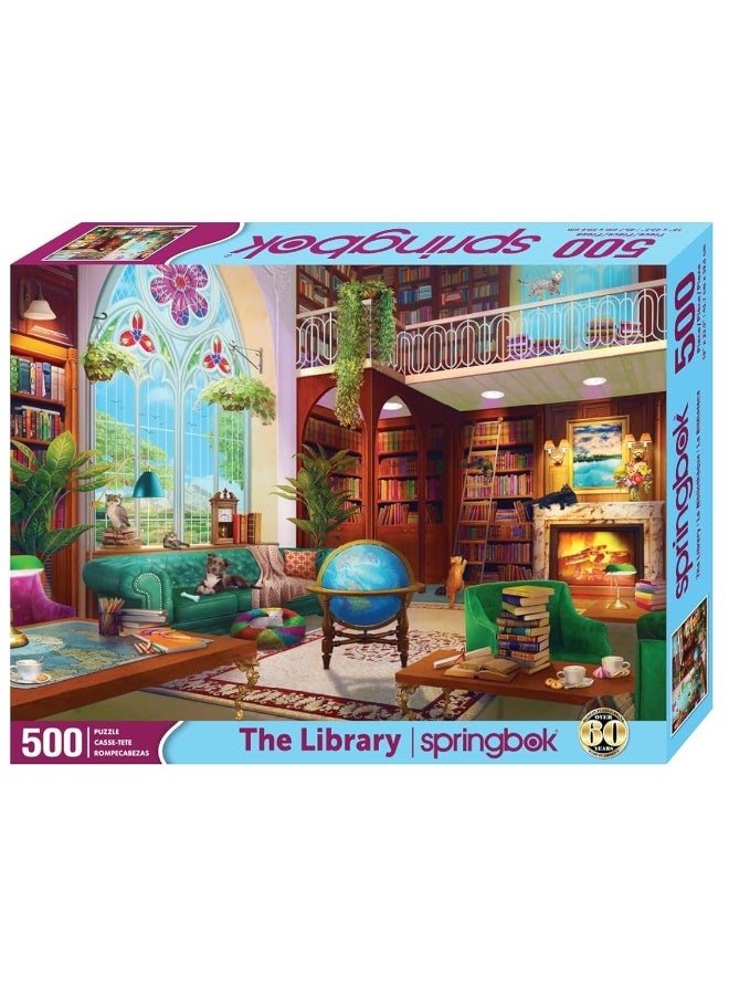 Springbok The Library 500 Piece Jigsaw Puzzle for Adults - Cozy Library for Booklovers - Unique Cut and Perfectly Fit Pieces - Finished Size 23.5