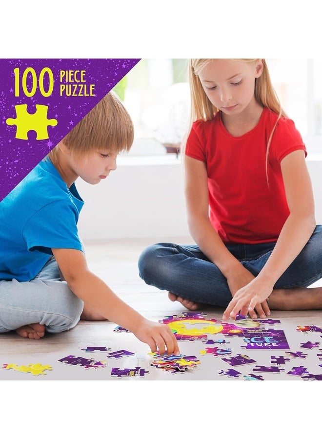 Glow in The Dark 100 Piece Galaxy Puzzle for Kids - Space Jigsaw Puzzles Toys for Boys & Girls Ages 6-8 - Christmas Birthday Gifts for Age 6 7 8 Year Old Toddler Boy Girl Gift - Planet Toys