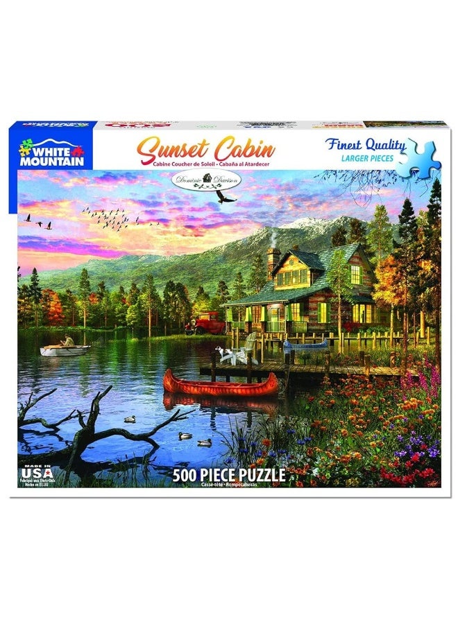 White Mountain Puzzles Sunset Cabin Store  500 Piece Jigsaw Puzzle