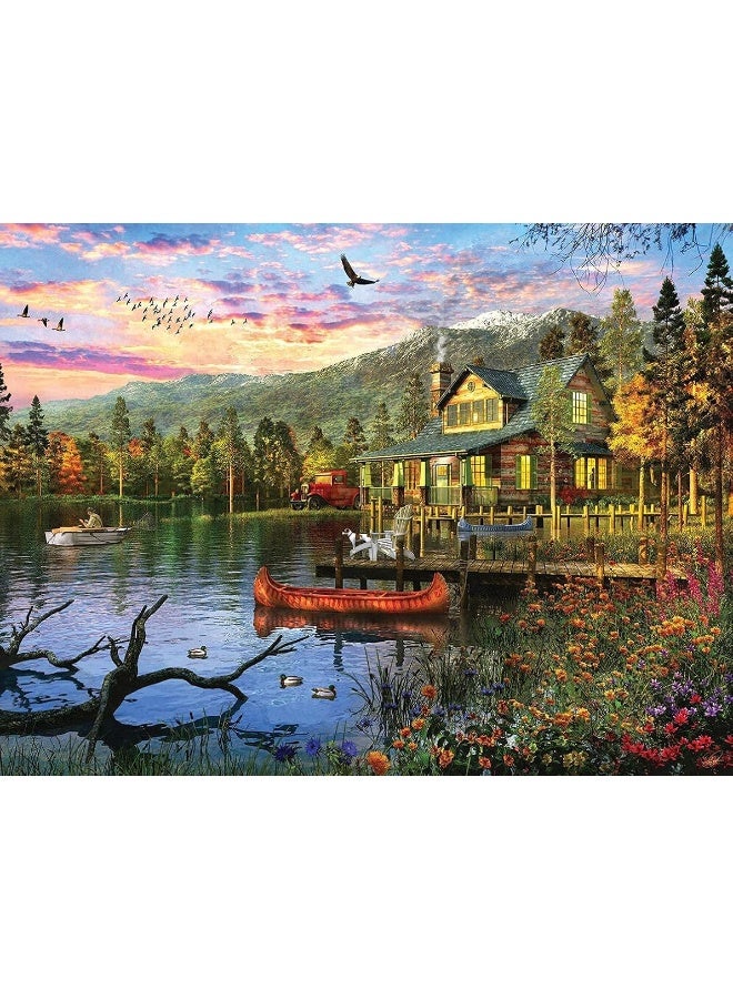 White Mountain Puzzles Sunset Cabin Store  500 Piece Jigsaw Puzzle