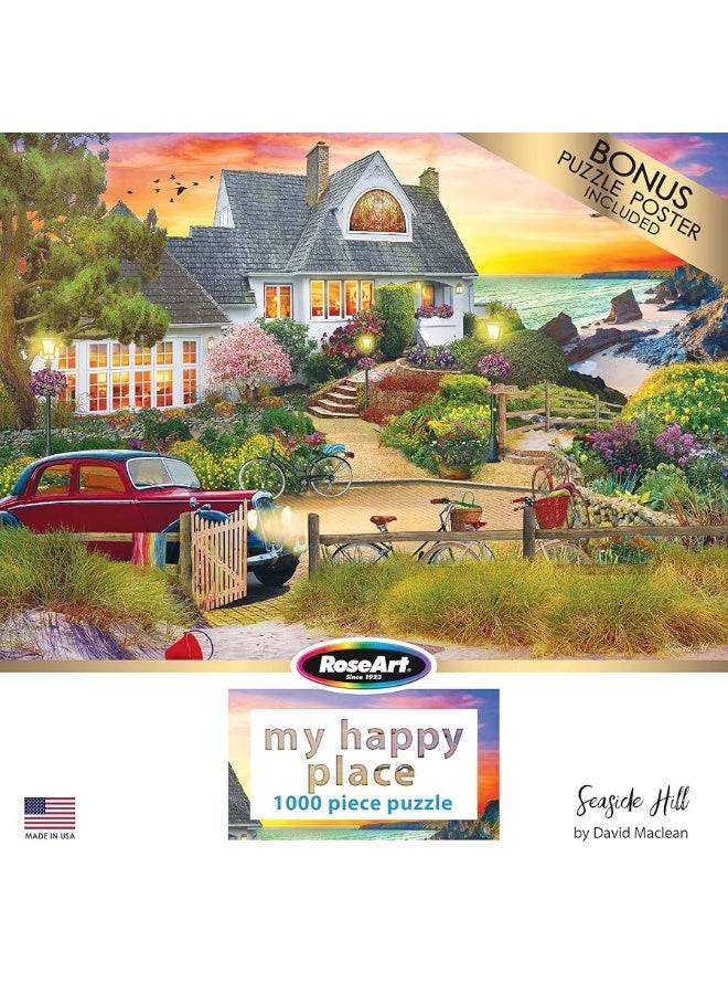 RoseArt  My Happy Place  Seaside Hill  1000 Piece Jigsaw Puzzle for Adults