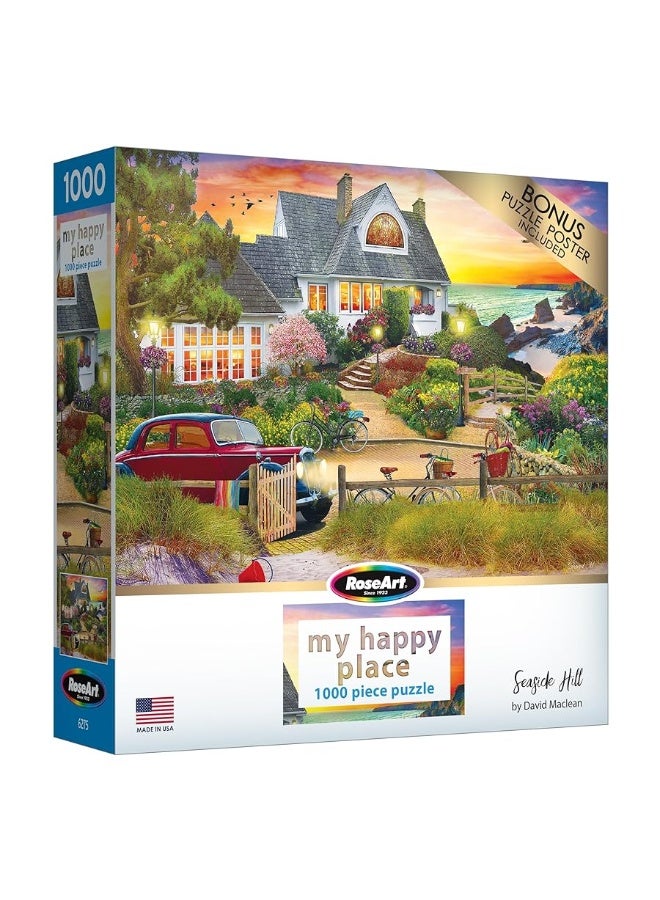 RoseArt  My Happy Place  Seaside Hill  1000 Piece Jigsaw Puzzle for Adults