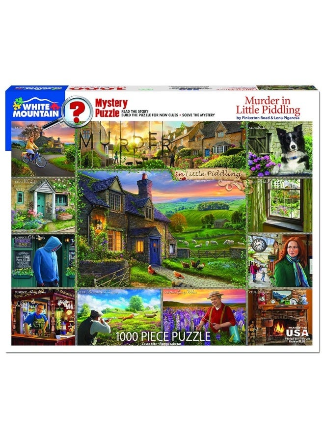 White Mountain Puzzles Murder in Little Piddling - 1000 Piece Jigsaw Puzzle and Murder Mystery