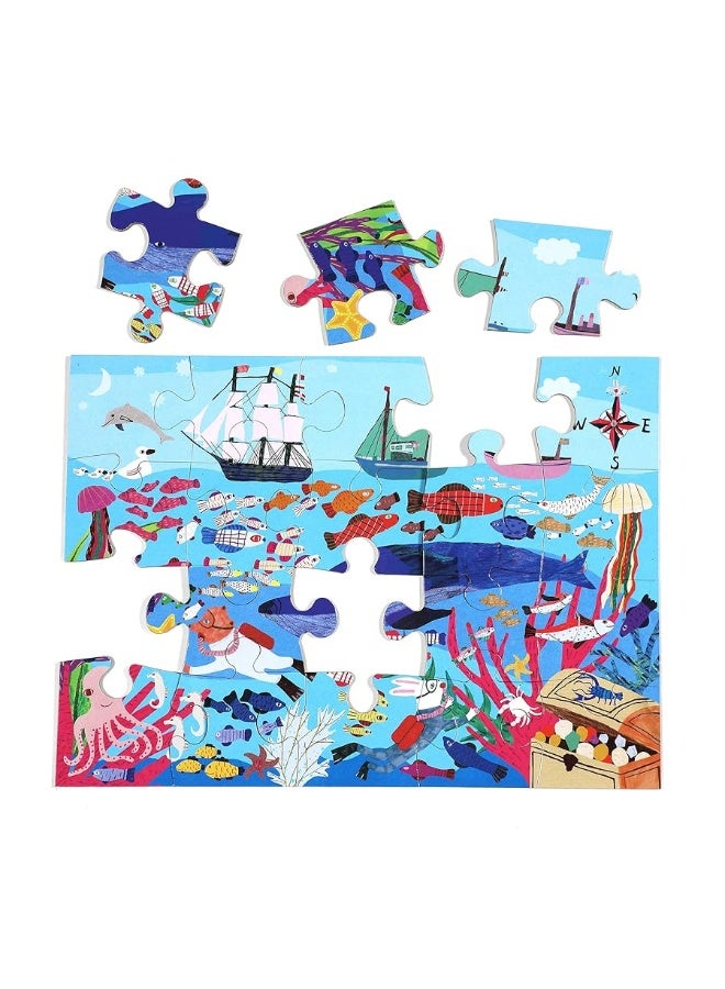 eeBoo Sea Exploration 20 Piece Big Puzzle Perfect Project for Little Hands Aids in Development of Pattern Shape and Color Recognition Offers Children a Challenge Perfect for Ages 3 and up