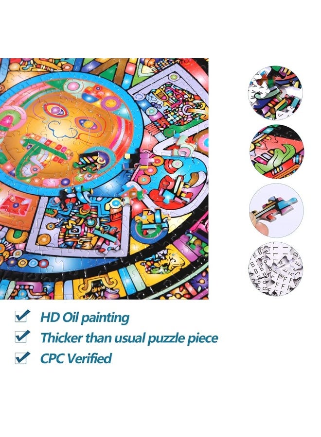 Bgraamiens Puzzle-Aztec Totem-1000 Pieces Round Puzzle Color Challenge Jigsaw Puzzles for Adults and Kids(Aztec Totem)