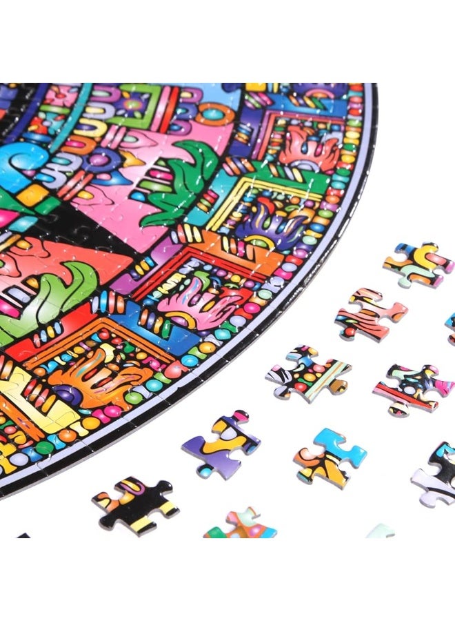 Bgraamiens Puzzle-Aztec Totem-1000 Pieces Round Puzzle Color Challenge Jigsaw Puzzles for Adults and Kids(Aztec Totem)