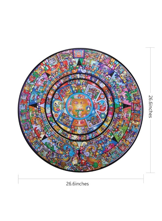 Bgraamiens Puzzle-Aztec Totem-1000 Pieces Round Puzzle Color Challenge Jigsaw Puzzles for Adults and Kids(Aztec Totem)