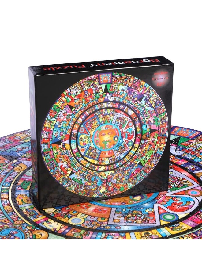 Bgraamiens Puzzle-Aztec Totem-1000 Pieces Round Puzzle Color Challenge Jigsaw Puzzles for Adults and Kids(Aztec Totem)