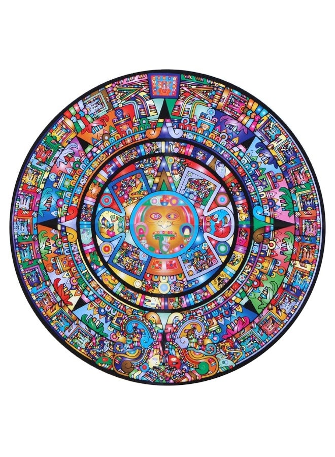 Bgraamiens Puzzle-Aztec Totem-1000 Pieces Round Puzzle Color Challenge Jigsaw Puzzles for Adults and Kids(Aztec Totem)