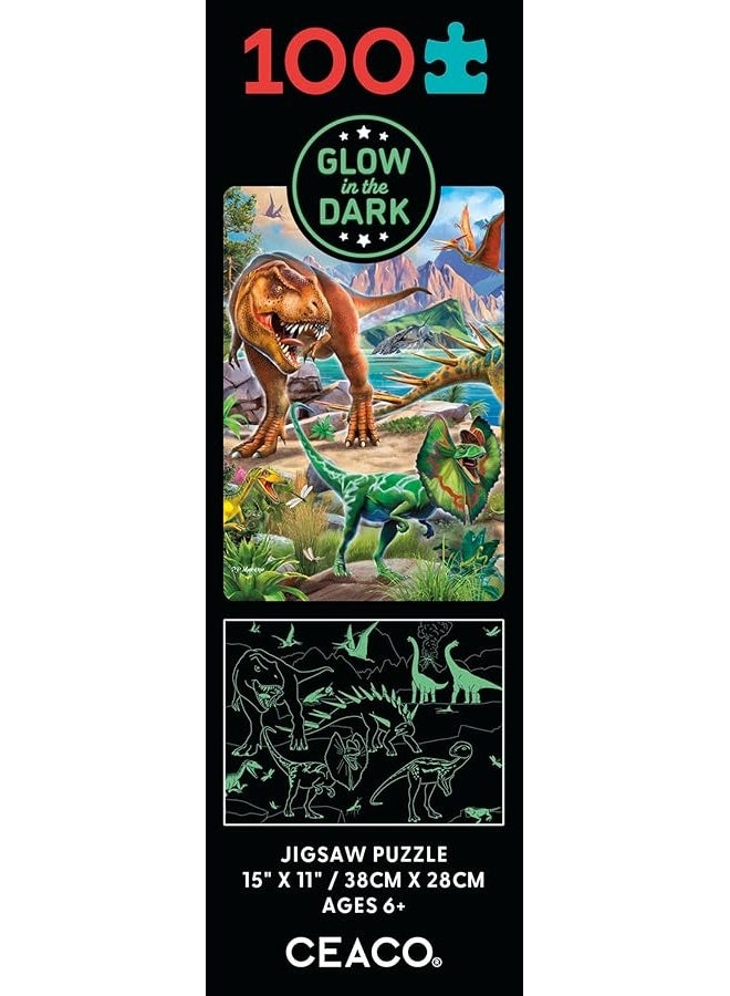 Ceaco - Glow in The Dark - Dinoland - 100 Piece Jigsaw Puzzle