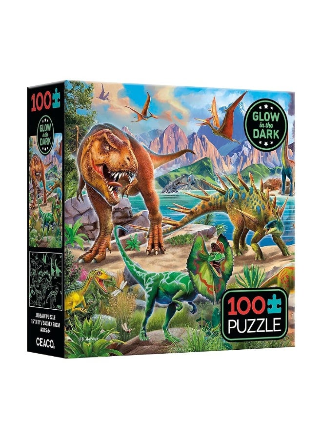 Ceaco - Glow in The Dark - Dinoland - 100 Piece Jigsaw Puzzle