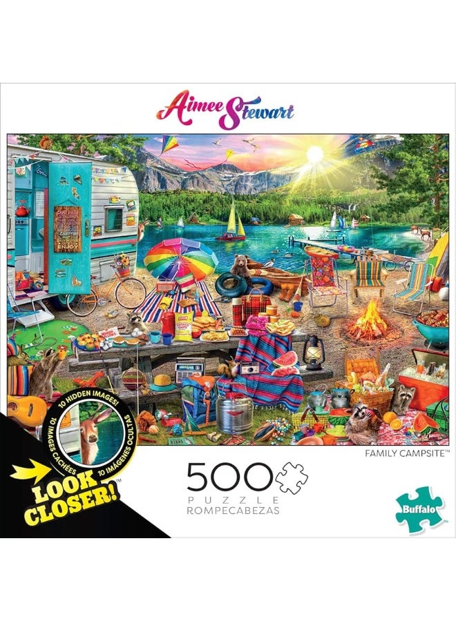 Buffalo Games - Aimee Stewart - Family Campsite - 500 Piece Jigsaw Puzzle with Hidden Images