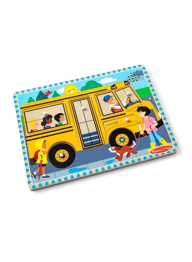 Melissa & Doug The Wheels on the Bus Sound Puzzle - School Bus Puzzle, Wooden Puzzle For Kids and Toddlers Ages 2+