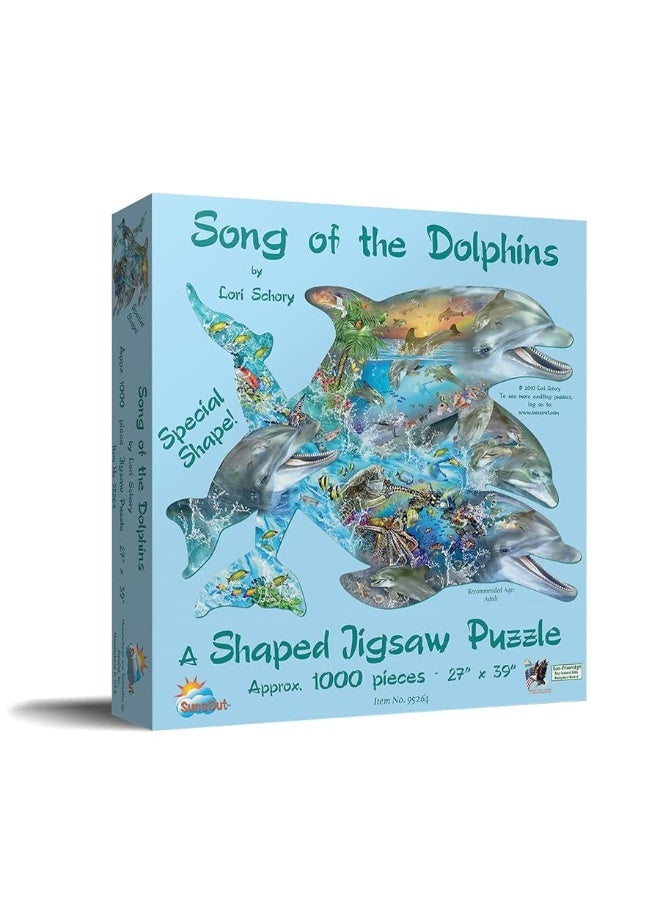 SUNSOUT INC - Song of The Dolphins - 1000 pc Special Shape Jigsaw Puzzle by Artist: Lori Schory - Finished Size 27