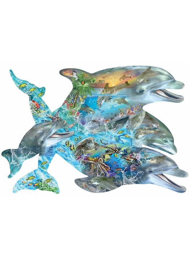 SUNSOUT INC - Song of The Dolphins - 1000 pc Special Shape Jigsaw Puzzle by Artist: Lori Schory - Finished Size 27