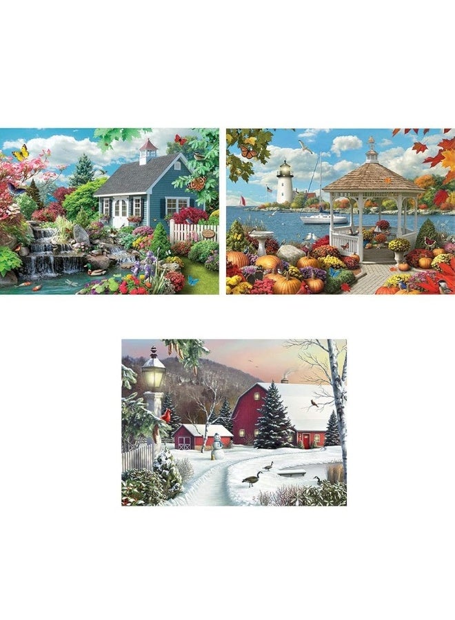 Bits and Pieces - Value Set of Three (3) â€“ 500 Piece Jigsaw Puzzles for Adults â€“ Nature 500 pc Large Piece Jigsaws by Artist Alan Giana â€“ 18