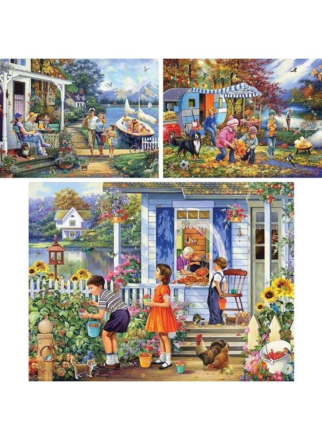 Bits and Pieces  Value Set of Three 3  300 Piece Jigsaw Puzzles for Adults  300 pc Family Spring Vacation Large Piece Jigsaws by Artist Oleg Gavrilov  18 x 24