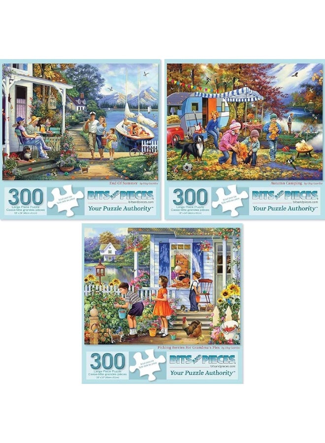 Bits and Pieces  Value Set of Three 3  300 Piece Jigsaw Puzzles for Adults  300 pc Family Spring Vacation Large Piece Jigsaws by Artist Oleg Gavrilov  18 x 24