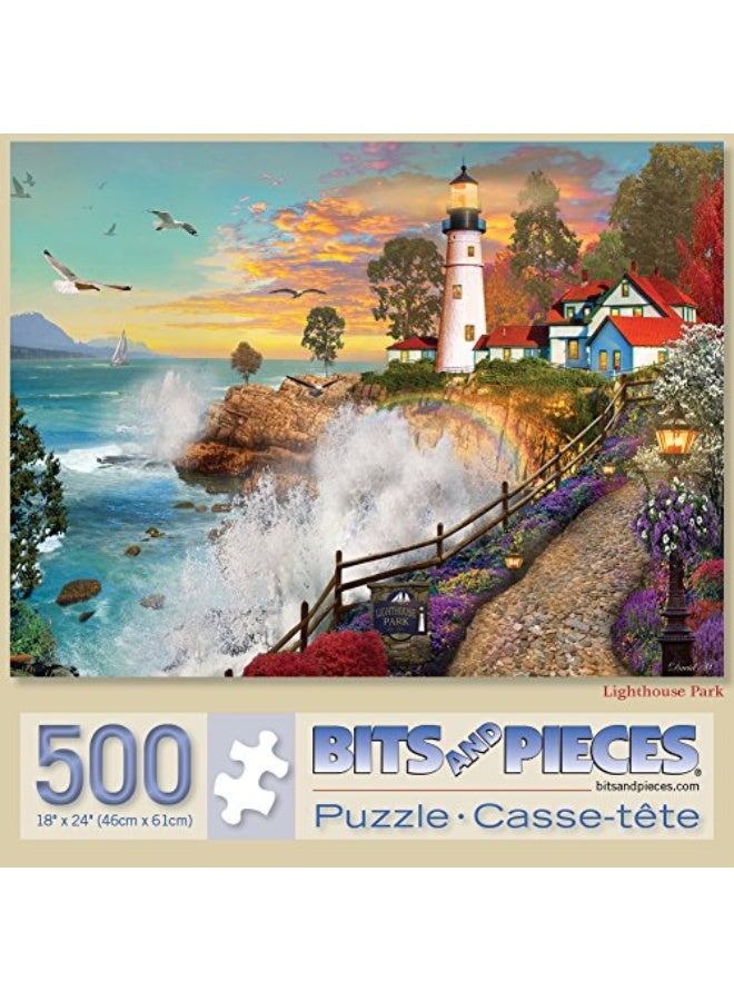 Bits and Pieces - 500 Piece Jigsaw Puzzle for Adults - â€˜Lighthouse Parkâ€™ 500 pc Large Piece Sunset by The Ocean Jigsaw by Artist David Maclean - 18â€ x 24â€