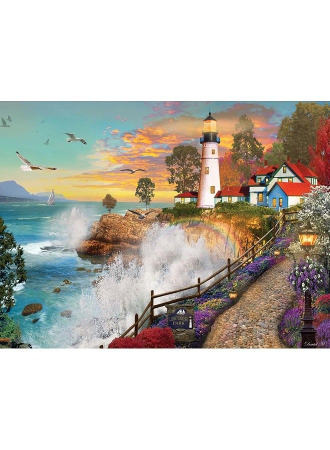 Bits and Pieces - 500 Piece Jigsaw Puzzle for Adults - â€˜Lighthouse Parkâ€™ 500 pc Large Piece Sunset by The Ocean Jigsaw by Artist David Maclean - 18â€ x 24â€