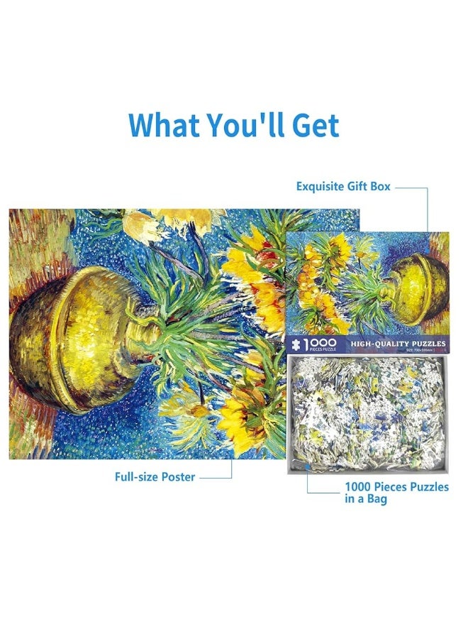 1000 Piece Puzzle for Adults Fritillaries in a Copper Vase by Van Gogh Jigsaw Puzzles 1000 Pieces Puzzles for Adults 1000 Pieces Oil Painting Puzzle 1000 Pieces Jigsaw Puzzles 1000 Pieces for Adults