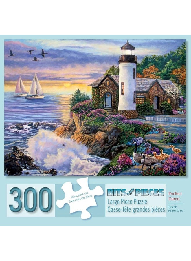 Bits and Pieces  300 Piece Jigsaw Puzzle for Adults  Perfect Dawn 300 pc Large Piece Ocean Sunrise Jigsaw by Artist Laura Glen Lawson  18 X 24