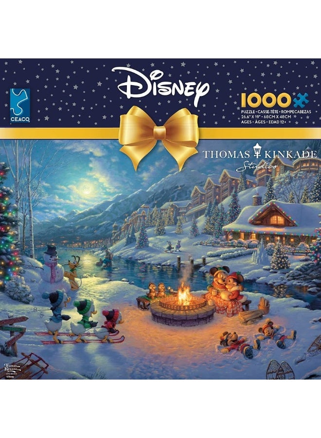 Ceaco - Thomas Kinkade - Disney Dreams Collection - Holiday - Mickey and Minnie Christmas Lodge - 1000 Piece Jigsaw Puzzle