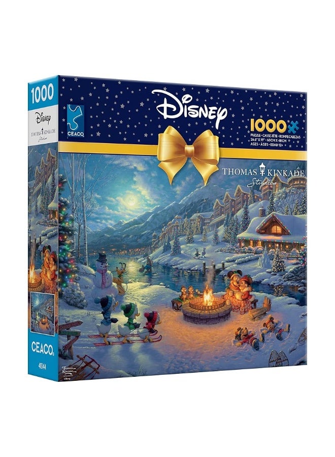 Ceaco - Thomas Kinkade - Disney Dreams Collection - Holiday - Mickey and Minnie Christmas Lodge - 1000 Piece Jigsaw Puzzle