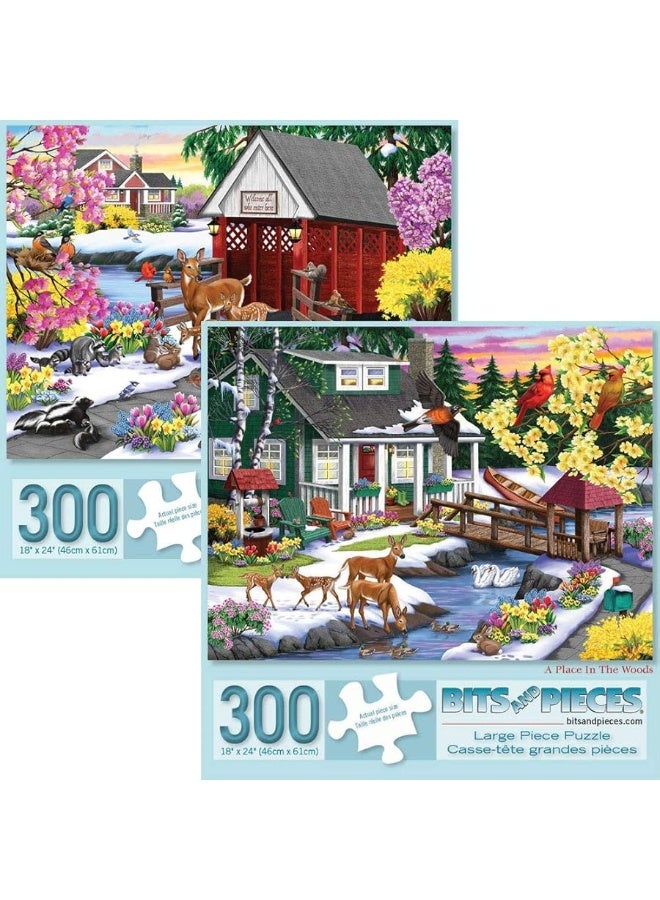 Bits and Pieces - Value Set of Two (2) â€“ 300 Piece Jigsaw Puzzles for Adults â€“ 300 pc Large Piece Jigsaws by Artist Nancy Wernersbach â€“ 18