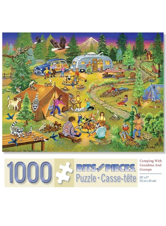 Bits and Pieces  1000 Piece Jigsaw Puzzle for Adults  Camping with Grandma and Gramps  1000 pc Americana Scene Jigsaw by Artist Sandy Rusinko