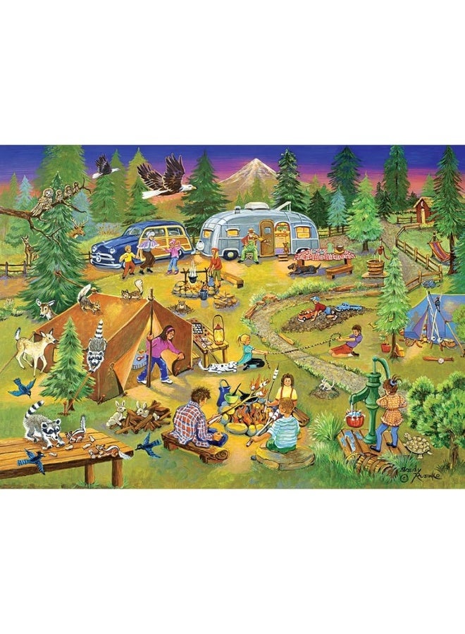 Bits and Pieces  1000 Piece Jigsaw Puzzle for Adults  Camping with Grandma and Gramps  1000 pc Americana Scene Jigsaw by Artist Sandy Rusinko