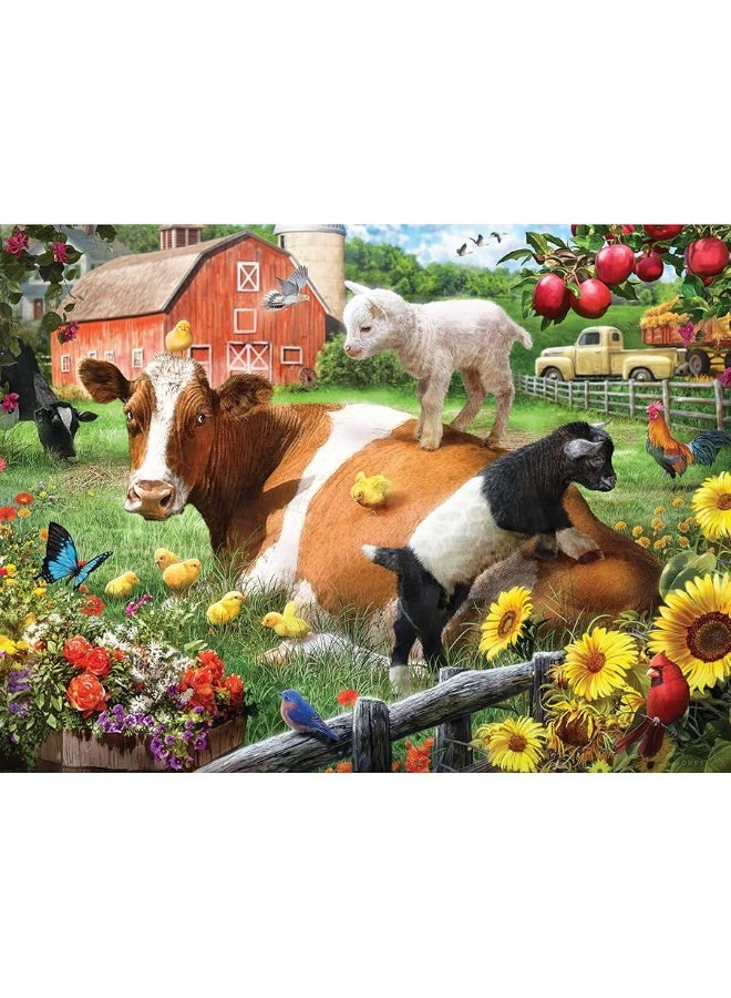 Bits and Pieces  500 Piece Jigsaw Puzzle for Adults  Cow and Goats  Large Piece Farm Jigsaw by Larry Jones  18 x 24 46cm x 61cm