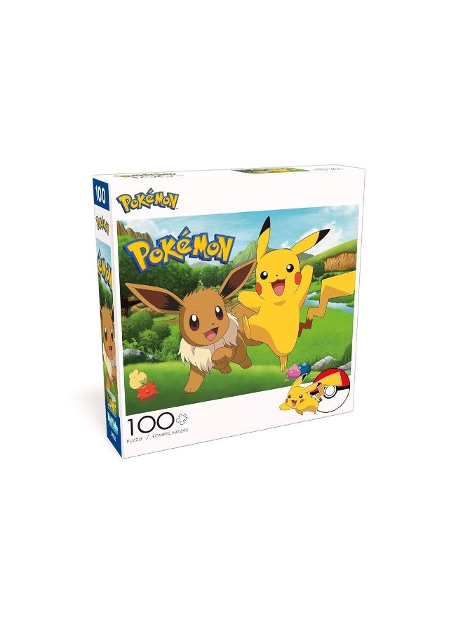 Buffalo Games - PokÃ©mon - Pikachu & Eevee - 100 Piece Jigsaw Puzzle for Families Challenging Puzzle Perfect for Game Nights