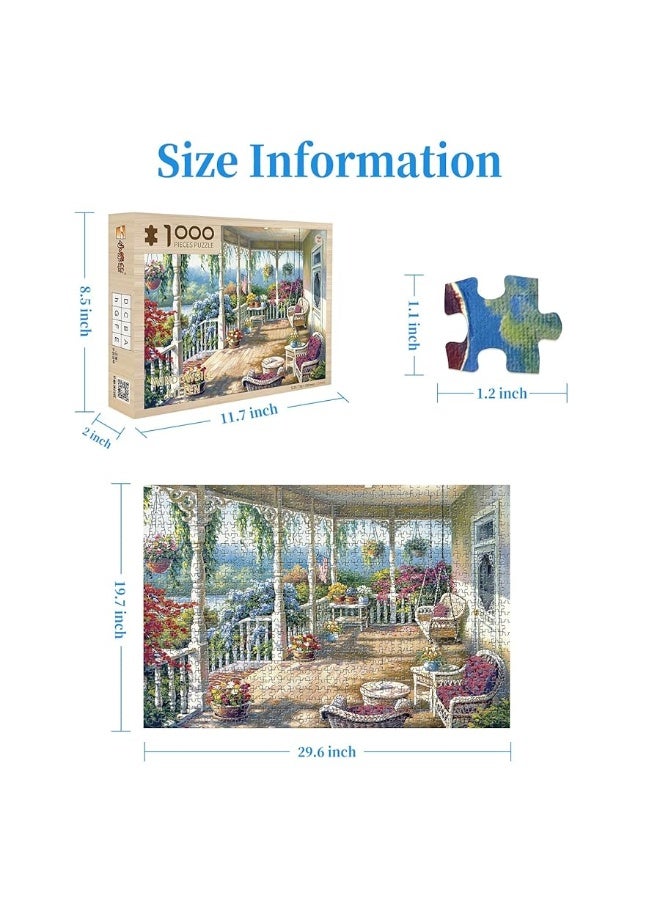 Jigsaw Puzzles 1000 Pieces Corridor with Flowers Puzzles for Adults 1000 Pieces Flowers Houses Porch Jigsaw Puzzles 1000 Pieces for Adults Flower Resort 1000 Piece Puzzles Wooden Oil Painting Puzzles