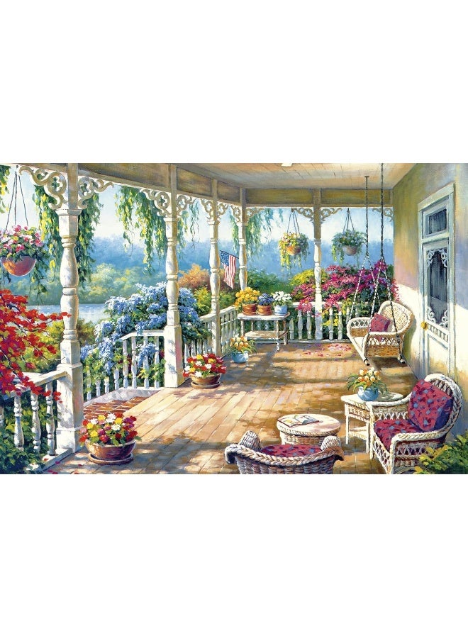 Jigsaw Puzzles 1000 Pieces Corridor with Flowers Puzzles for Adults 1000 Pieces Flowers Houses Porch Jigsaw Puzzles 1000 Pieces for Adults Flower Resort 1000 Piece Puzzles Wooden Oil Painting Puzzles