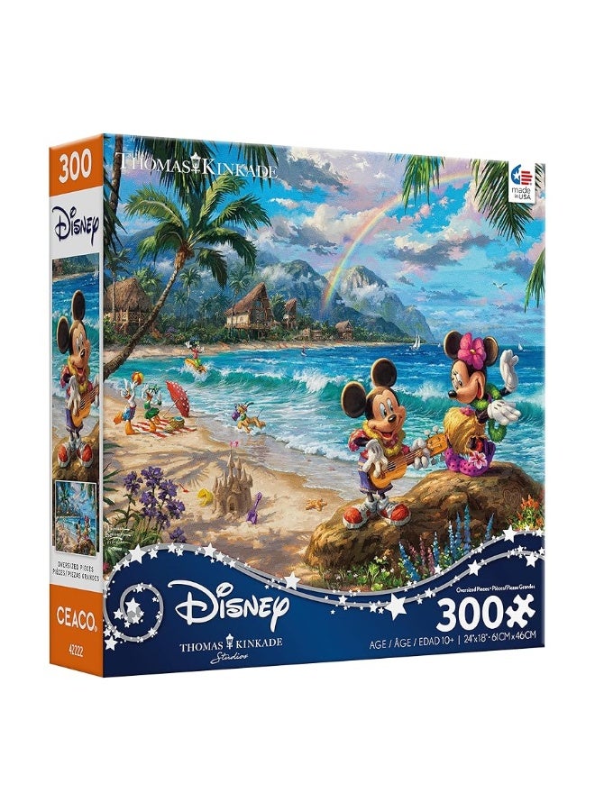 Ceaco - Thomas Kinkade - Disney Dreams Collection - Mickey and Minnie in Hawaii - Oversized 300 Piece Jigsaw Puzzle