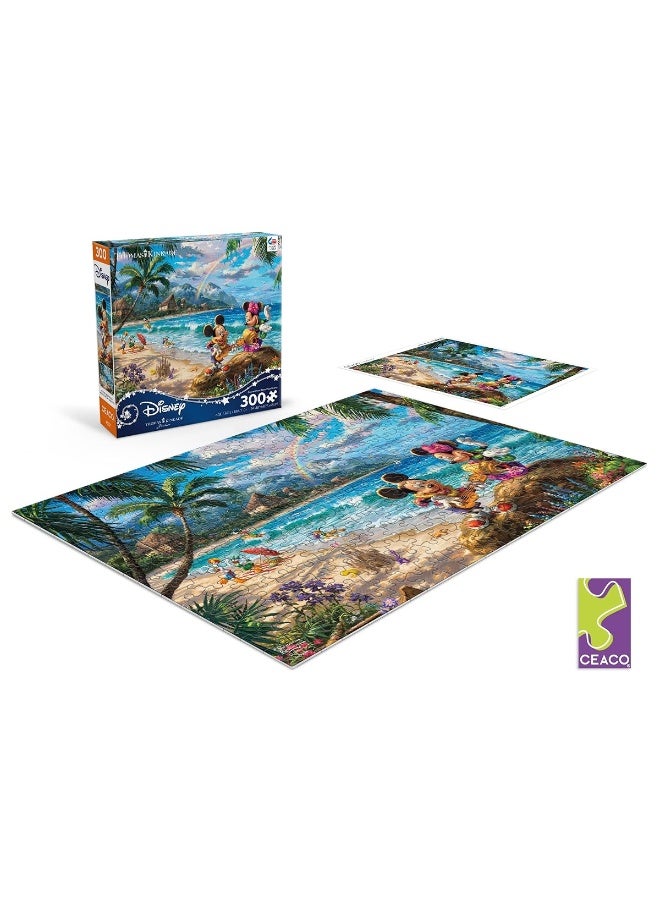 Ceaco - Thomas Kinkade - Disney Dreams Collection - Mickey and Minnie in Hawaii - Oversized 300 Piece Jigsaw Puzzle