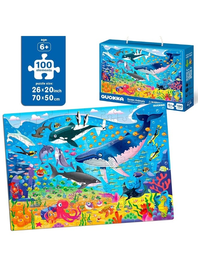 QUOKKA 100 Piece Jigsaw Puzzles for Kids Ages 4-8, 3 Sets - Ocean & Forest Animals - Toy for Learning and Eye-Hand Coordination - Unique Gift for Boy and Girl