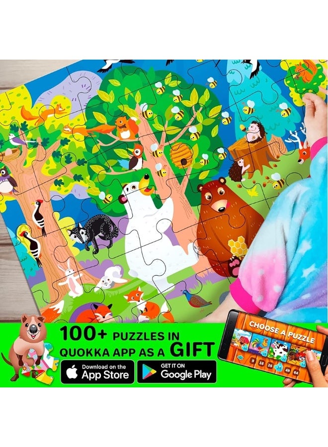 QUOKKA 100 Piece Jigsaw Puzzles for Kids Ages 4-8, 3 Sets - Ocean & Forest Animals - Toy for Learning and Eye-Hand Coordination - Unique Gift for Boy and Girl
