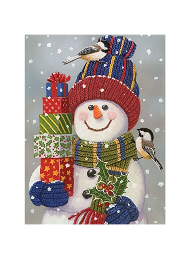 Bits and Pieces  1000 Piece Jigsaw Puzzle  Snowman with Presents  Snowman Christmas Puzzle  by Artist William Vanderdasson  1000 pc Jigsaw