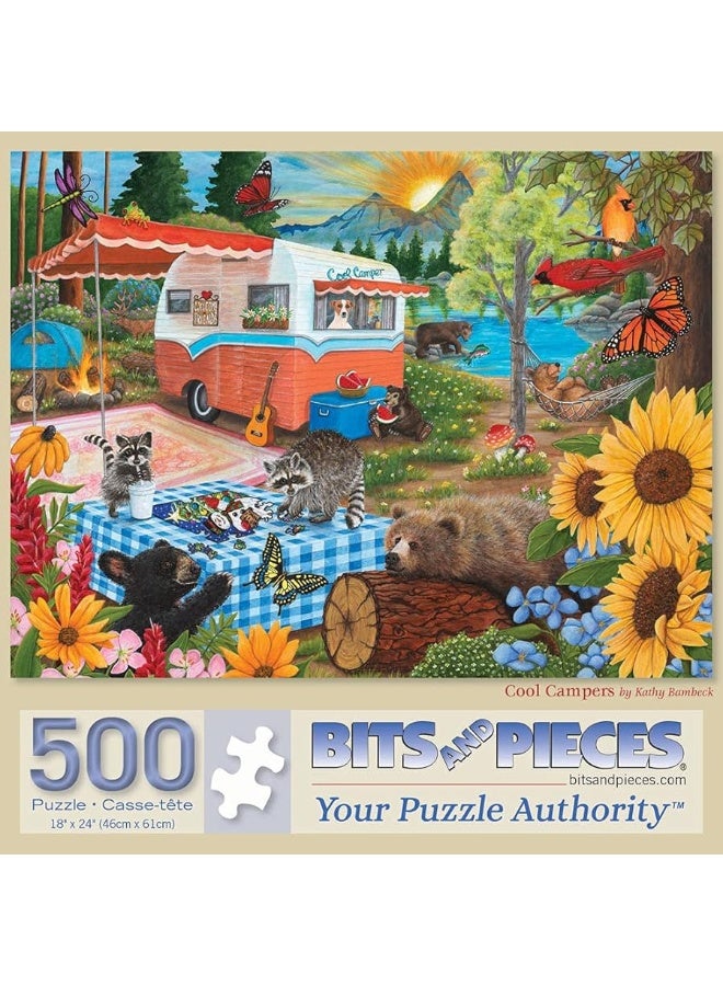 Bits and Pieces  500 Piece Jigsaw Puzzle for Adults 18 x 24  Cool Campers  500 pc Nature Animals Bears Camping Forest River Jigsaw by Artist Kathy Bambeck