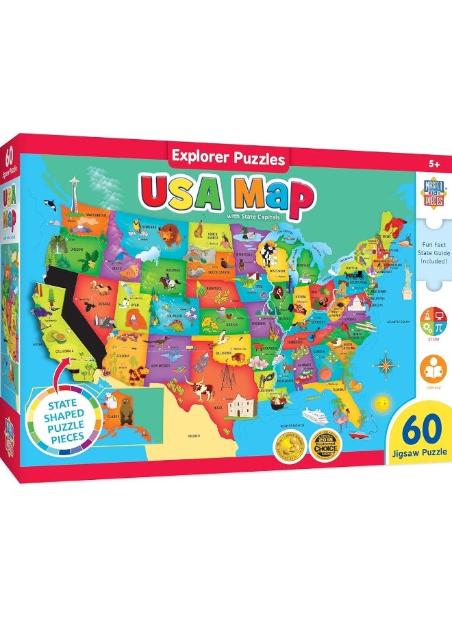 MasterPieces 60 Piece Educational Jigsaw Puzzle for Kids  USA Map State Shaped  165x1275